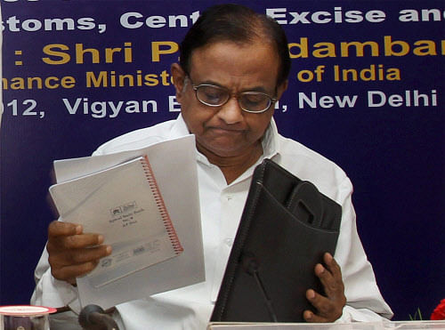 Finance Minister P. Chidambaram at the conference of Chief Commissioners/DGs of Customs, Central Excise & Service Tax in New Delhi on Tuesday. PTI