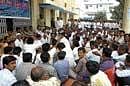 IN PROTEST: Protesters gheraoed Bescom office in Kolar on Friday, as part of the Kolar bundh.