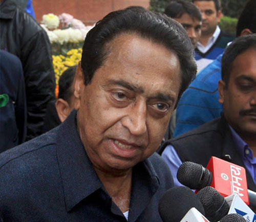 Parliamentary Affairs Minister Kamal Nath talks to the media at Parliament House in New Delhi on Wednesday. PTI Photo