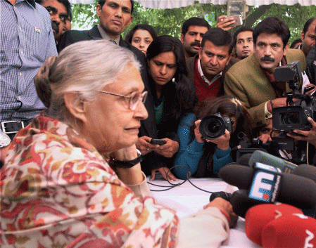 The Arvind Kejriwal government on Monday trained its guns on former chief minister Sheila Dikshit by recommending to President Pranab Mukherjee action against her over alleged wrongdoings linked to regularisation of illegal colonies in 2008. PTI File Photo