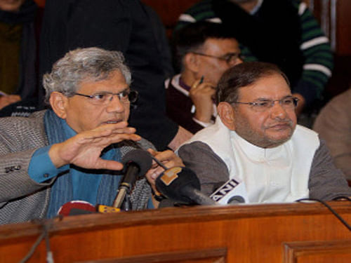 Putting up a united face in parliament, leaders from the Left Front, Samajwadi Party, Janata Dal-United (JD-U) and other parties Wednesday announced that the non-Congress, non-BJP front would now work on 'a common agenda' in both houses. PTI Photo