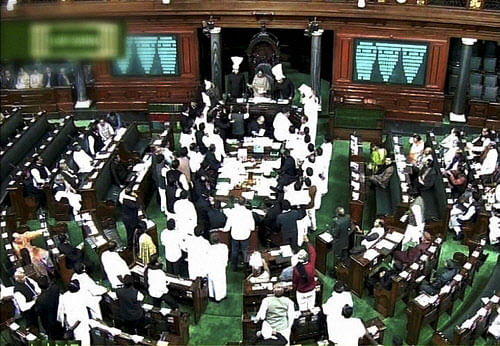 Parliament was adjourned till noon today after uproar over a variety of issues including Telangana statehood and plight of Tamil fishermen. PTI file photo
