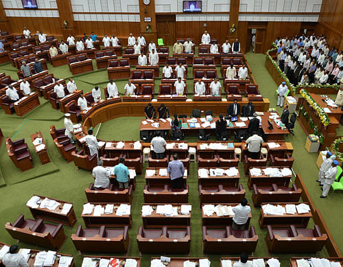 The Karnataka State Assembly today passed the vote on account budget for 2014-15. Chief Minister Siddaramaiah, who also holds finance portfolio, asserted that proposals outlined in the Budget lay thrust on social justice and inclusive growth and the fiscal deficit has been maintained below three per cent of the Gross State Domestic Product (GSDP). DH File Photo