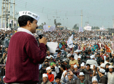 Aam Aadmi Party (AAP) leader Arvind Kejriwal kicked off his road show Saturday from the party's office here and is slated to reach Kanpur Sunday. PTI photo