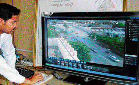 The house of Sriramulu, BJP candidate for Bellary is under surveillance by election  authorities. The compound wall of his house is seen in the CCTV image.  dh photo/ asha krishnaswamy