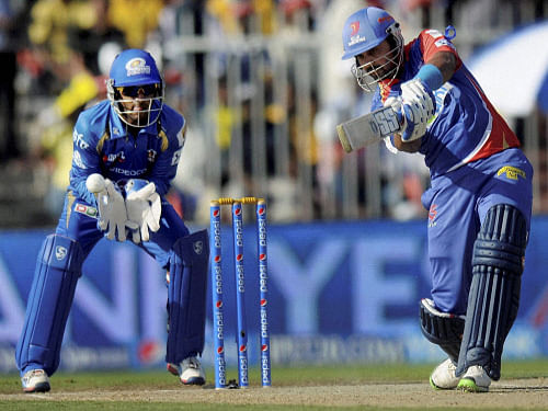 Murali Vijay plays a shot against Mumbai Indians during their T20 match in IPL-7. PTI photo