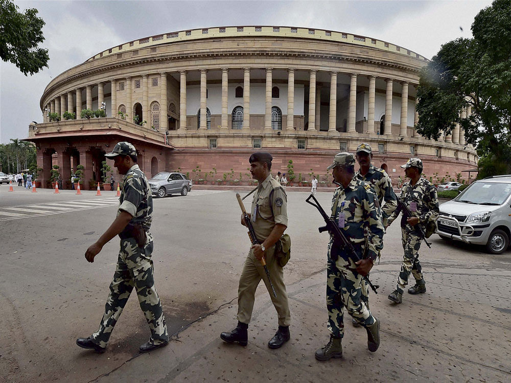 Several police teams, along with bomb disposal squads, were rushed near Parliament and it was at 6.12 PM that the fire department was alerted, following which fire tenders were rushed there too, said police and fire officials. PTI file photo