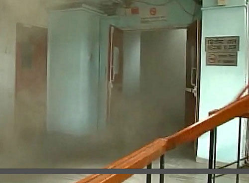 A meeting of the national executive of JD(U) was underway on another floor in the building when the fire broke out. The meeting, however, continued uninterrupted. Photo credit: ANI