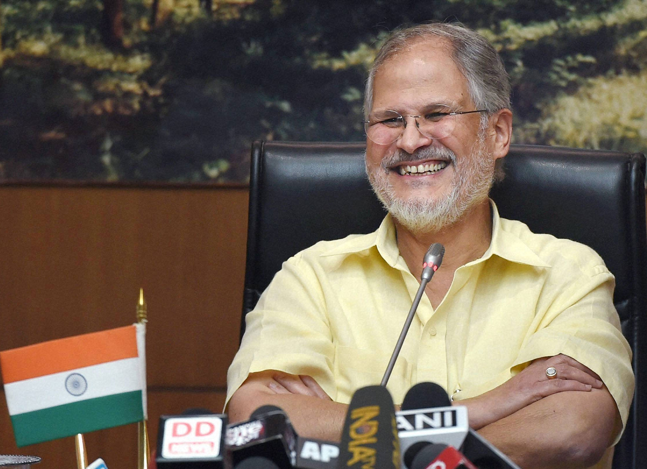 Lieutenant Governor of Delhi Najeeb Jung at a press conference after the Delhi High Court's verdict that upheld Lieutenant Governor's administrative powers in governing, in New Delhi on Thursday. PTI