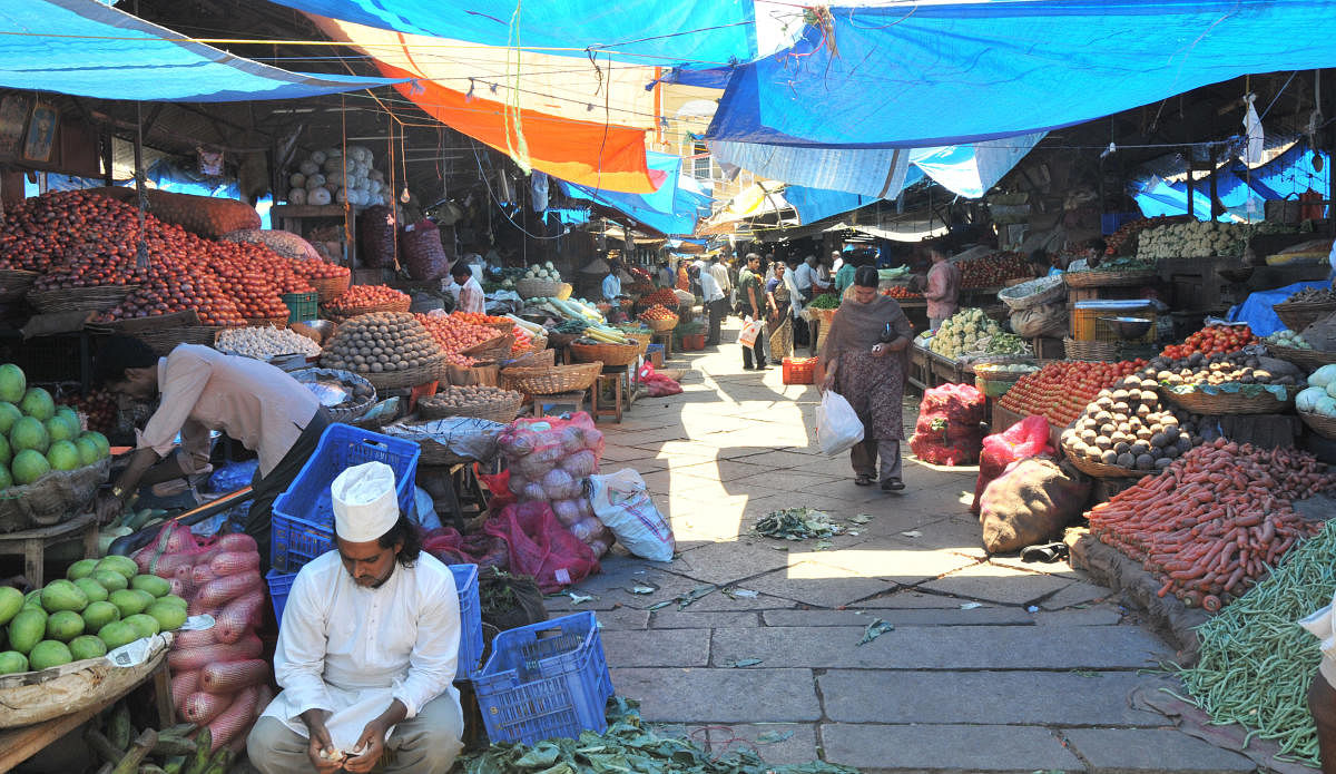 A file photograph of the vegetables section in the Devaraja Market, in Mysuru.