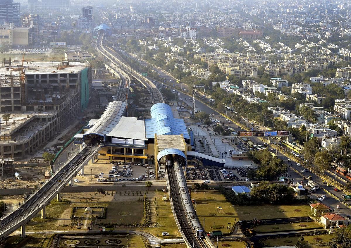 A view of the Delhi metro's Magenta line during a trial run on Botanical Garden-Kalkaji Mandir section in New Delhi. PTI