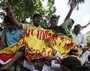 Police detain Telugu Desam Party (TDP) activists during a protest against the arrest of their leader Chandrababu Naidu and against the Bhabli Dam project in Hyderabad, India. AP