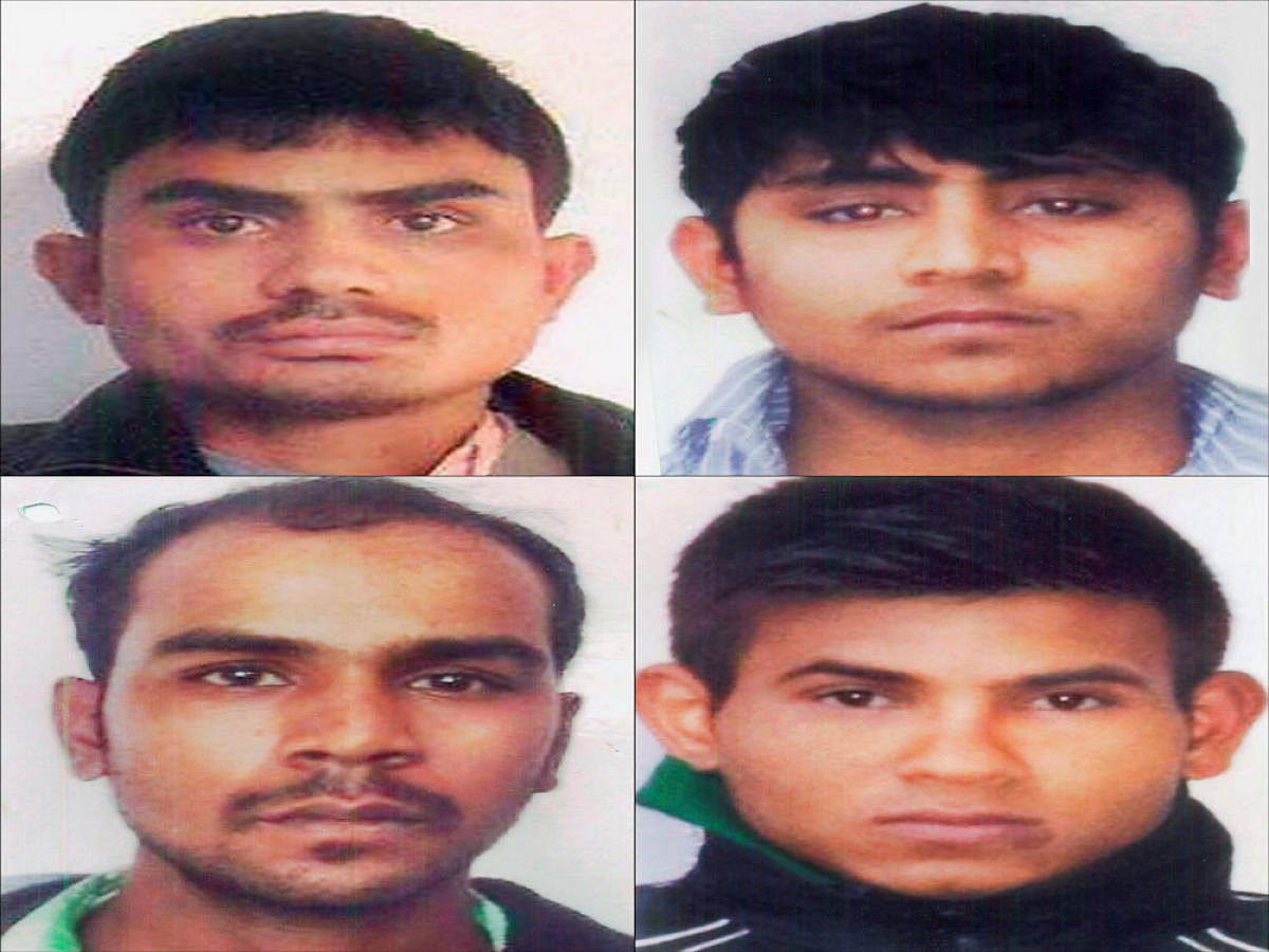 (Clockwise from top left) Convicts Akshay Thakur, Pawan Gupta, Mukesh Singh and Vinay Sharma.