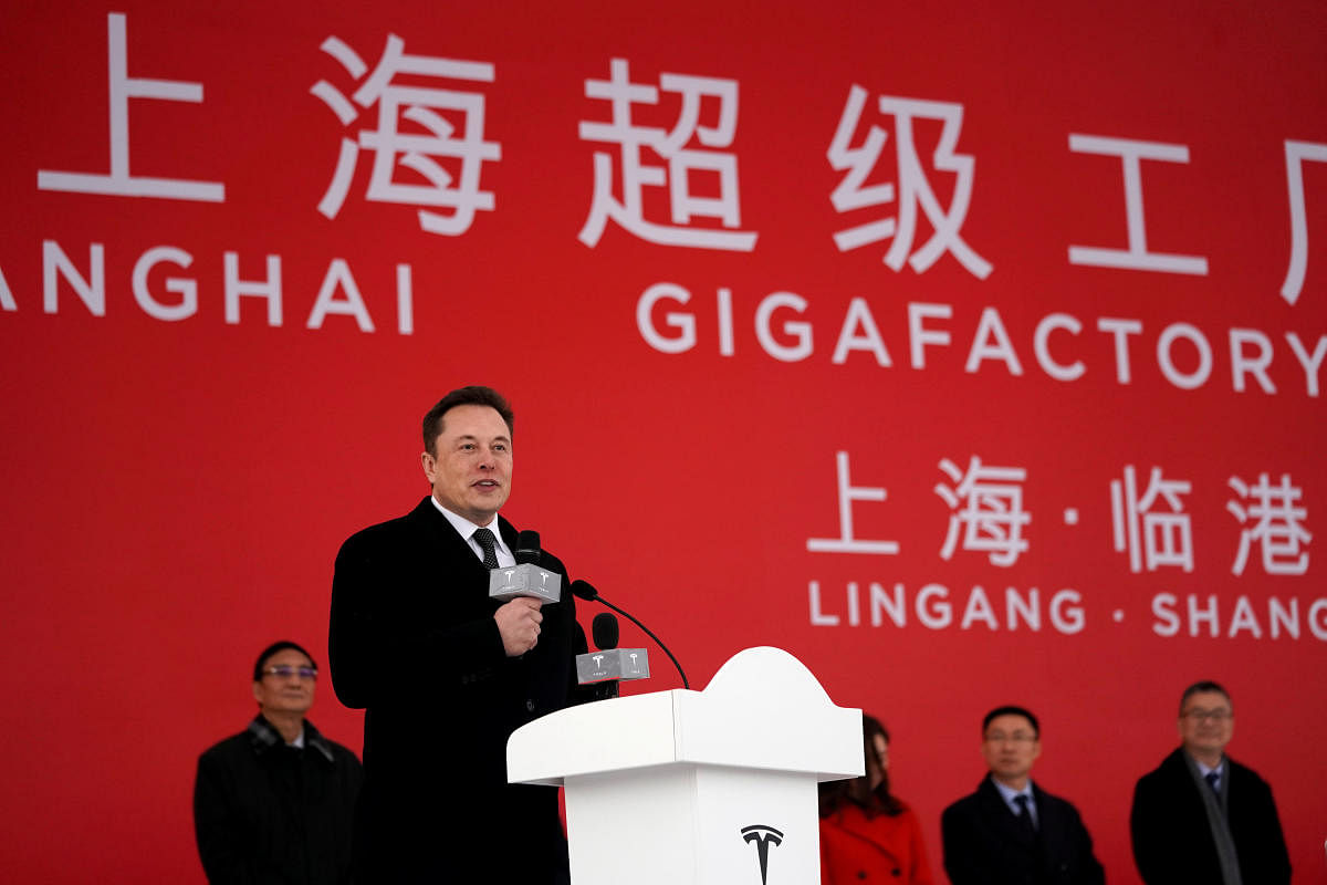Tesla CEO Elon Musk attends the Tesla Shanghai Gigafactory groundbreaking ceremony in Shanghai. Reuters file photo.