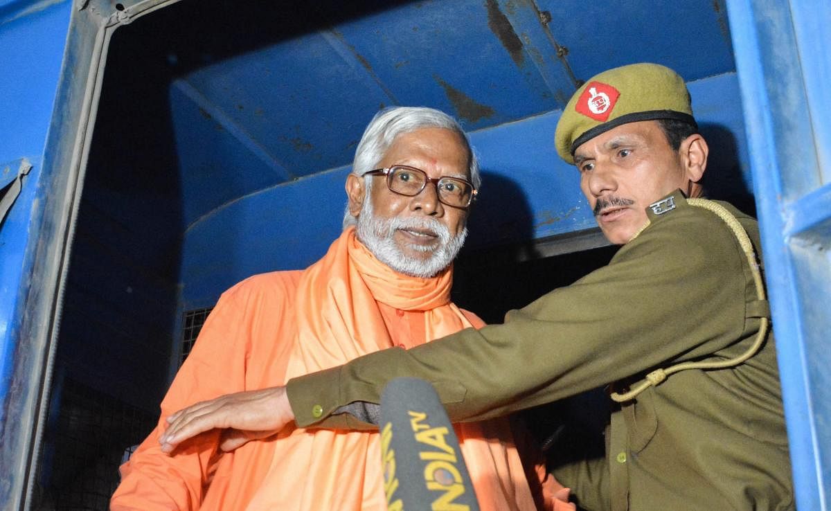 Swami Aseemanand, after a special court acquitted him along with three others in the Samjhauta train blast case, in Panchkula. PTI