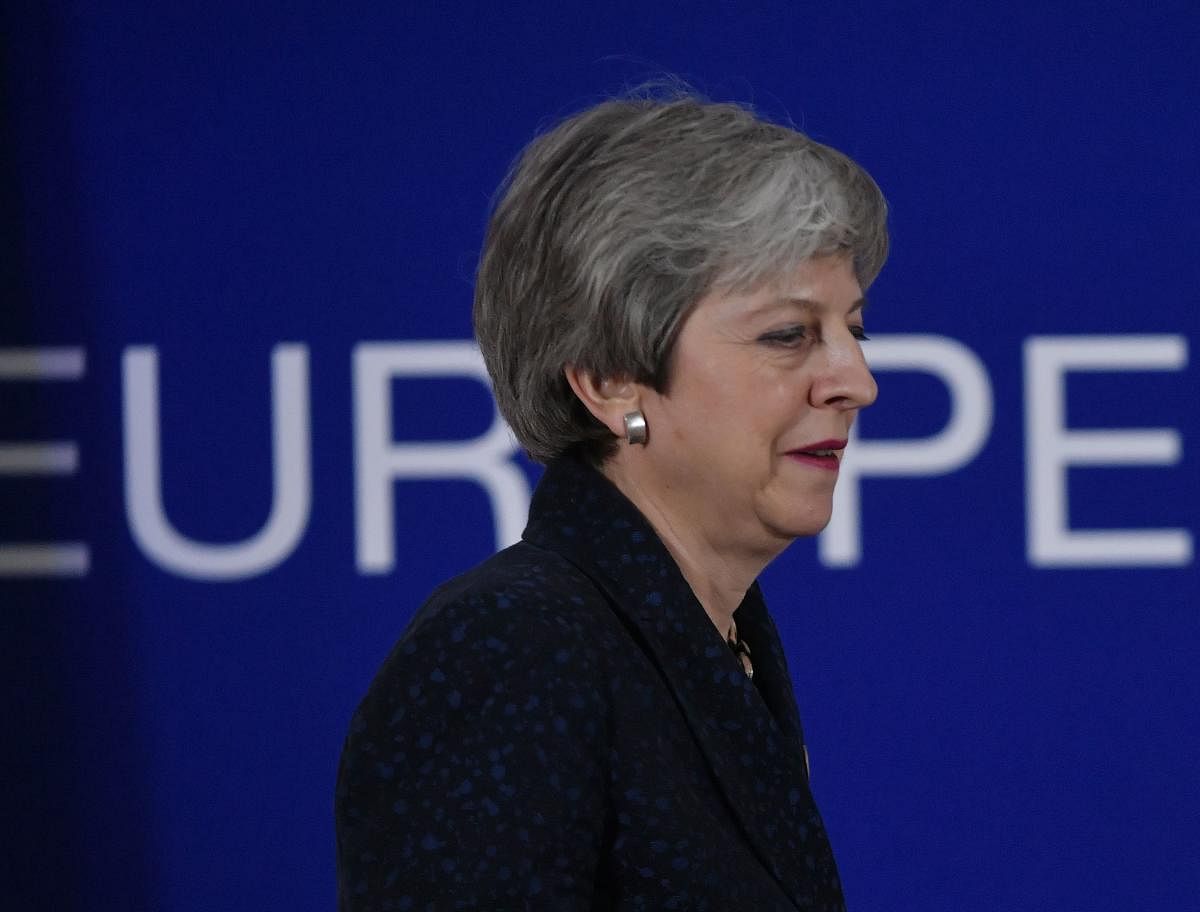 British Prime Minister Theresa May arrives to a press conference on March 22, 2019, on the first day of an EU summit focused on Brexit, in Brussels. AFP