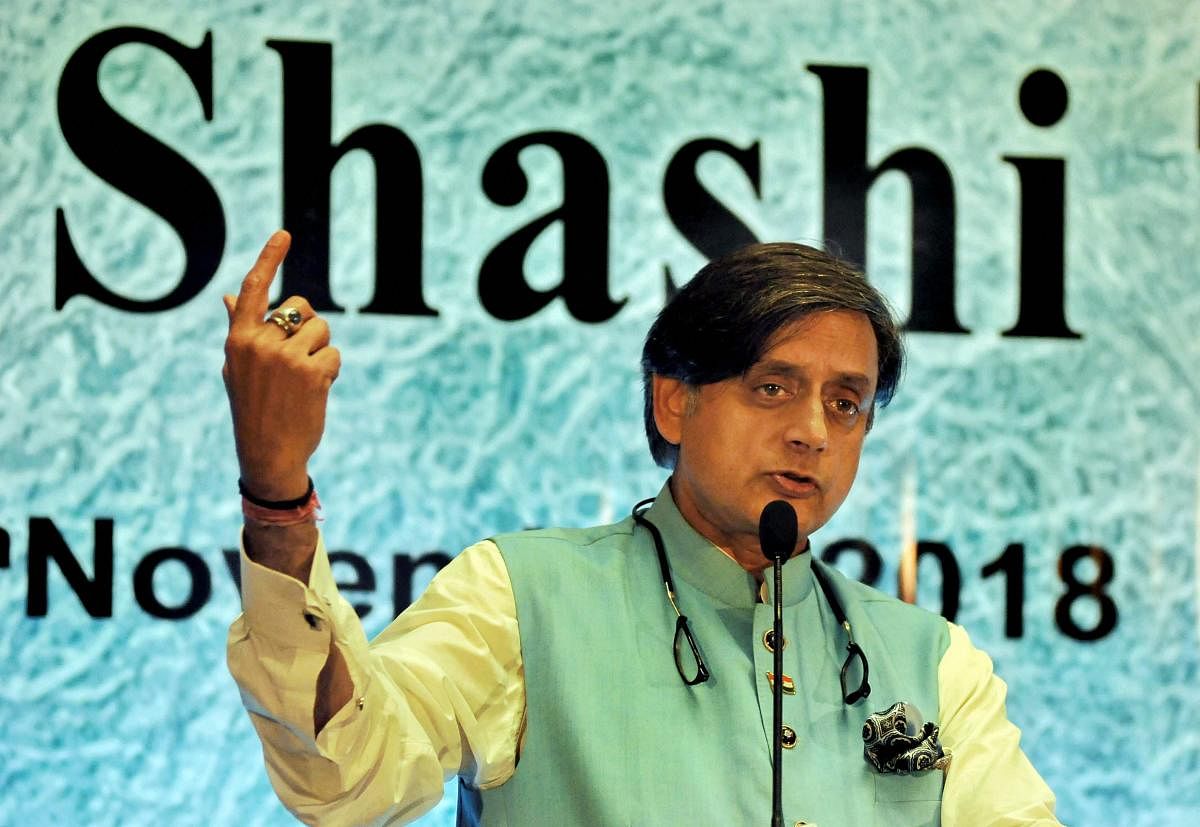 Kolkata: Congress MP Shashi Tharoor speaks during an interactive session organised by the Indian Chamber of Commerce, in Kolkata, Sunday, Nov 4, 2018. (PTI Photo) (PTI11_4_2018_000081B)