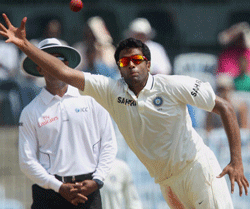 India's R Ashwin in action during the first test match against Australia at MA Chidambaram Stadium in Chennai on Friday. PTI Photo