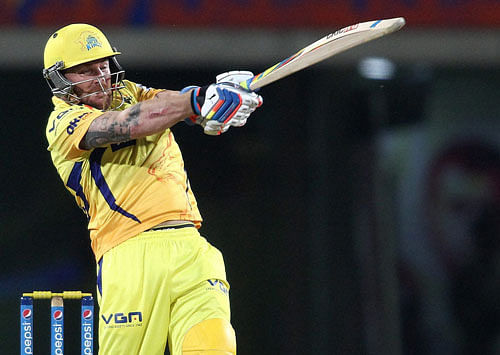 Brendon McCullum of Chennai Super Kings pulls a delivery to the boundary during an IPL 7 match against Kolkata Knight Riders in Ranchi on Friday. PTI Photo