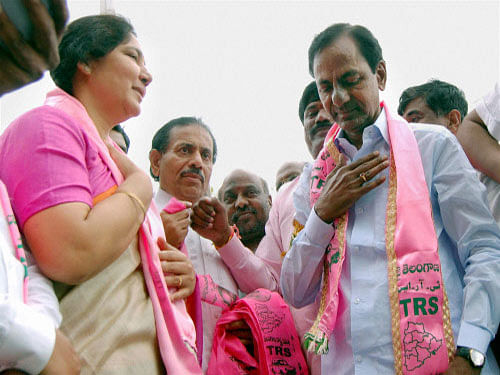 The Telangana Rashtra Samithi (TRS) is set to form the government in the newly-carved-out state of Telangana which is slated to become a reality on June 2. PTI file photo