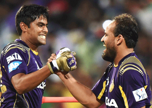 An unstoppable Kolkata Knight Riders stretched their winning streak to a record 12 after the reigning IPL champions edged past Perth Scorchers by 3 wickets to all but confirm their semi-final spot in the Oppo Champions League Twenty20, here today. PTI file photo