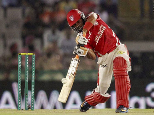 Manan Vohra of Kings XI Punjab in action during the CLT20 match against Northern Knights at Mohali on Friday. PTI Photo