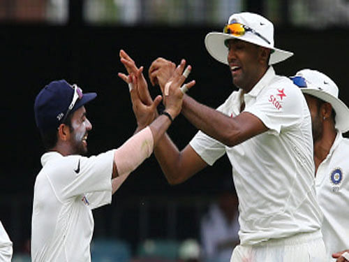 ndian off-spinner R Ashwin believes his side is currently ahead in the second cricket Test against Australia. Photo: AP
