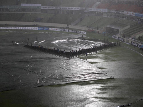 Despite a Herculean effort from groundsmen and after four pitch inspections, the match officials decided that the tie would be called off due to unfit playing conditions. AP file photo. For representation purpose