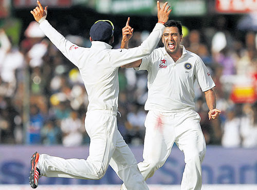 LETHAL WEAPON:R Ashwin (right) has turned out be a real match-winner for India in the series against Sri Lanka. REUTERS