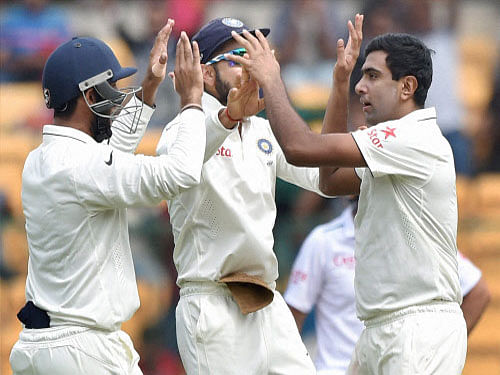 Ashwin received the Man of the Man award for his career-best figures of 7-66 and the champion bowler gave an insight into the hard work that went into picking wickets even on a favourable track. PTI File Photo.