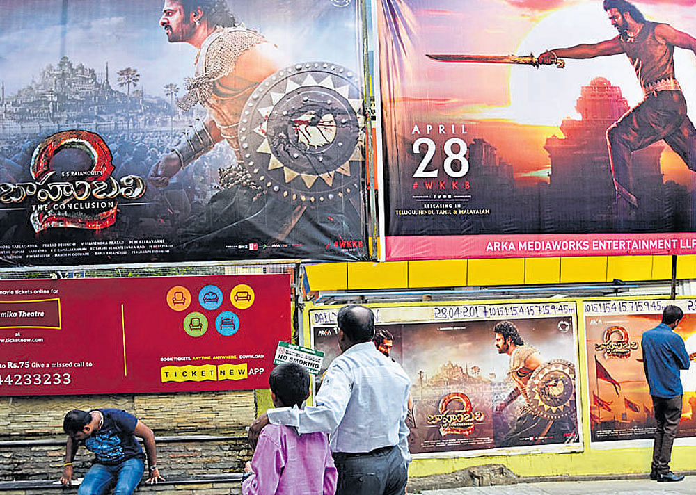 Many theatres in the city are gearing up to screen 'Baahubali-2' starting Friday. dh photo