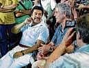 US author Anthony Bourdain (right) with Malayalam actor Mammootty on the sets of the movie Pokkiri Raja. DH photo