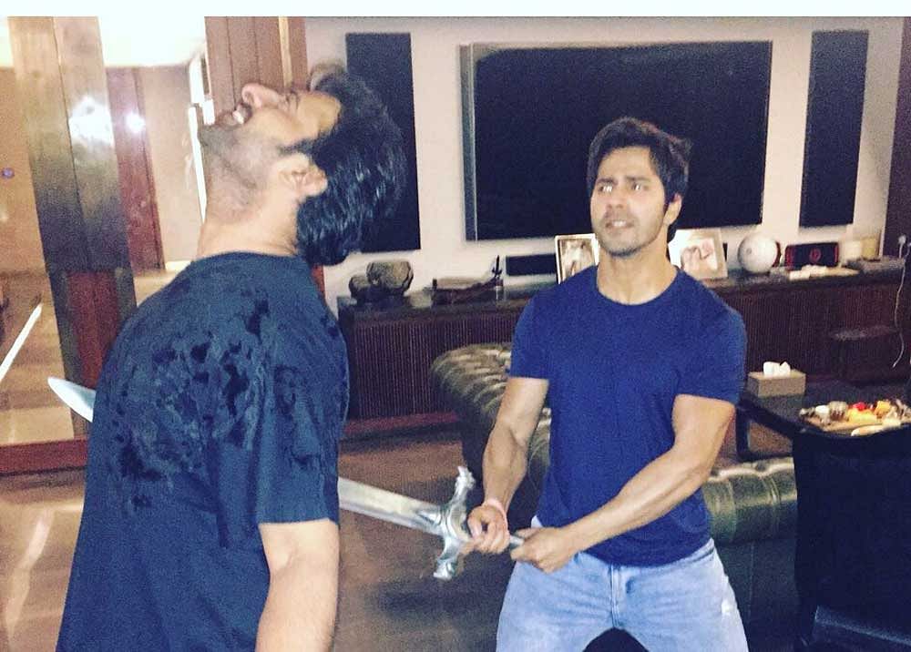 Prabhas, who was holidaying in the US post the release of "Baahubali: The Conclusion" is back to the country, and recently met the Bollywood actor. Credit: Twitter/ Varun Dhawan