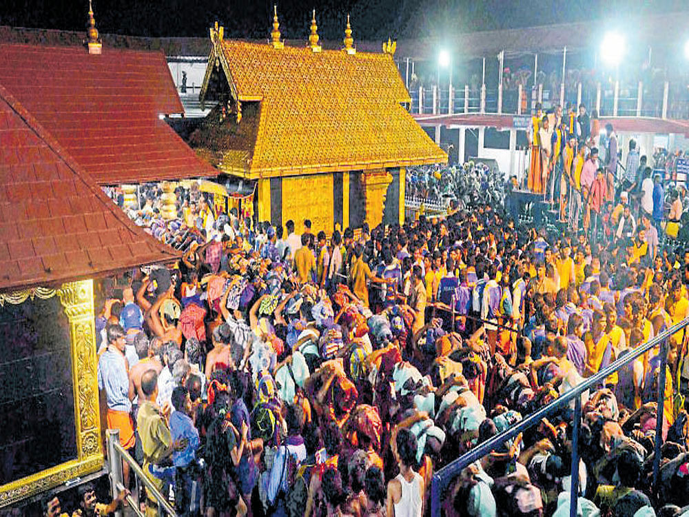 The gold-plated flag mast at Sabrimala's Lord Ayyappa temple was damaged yesterday.