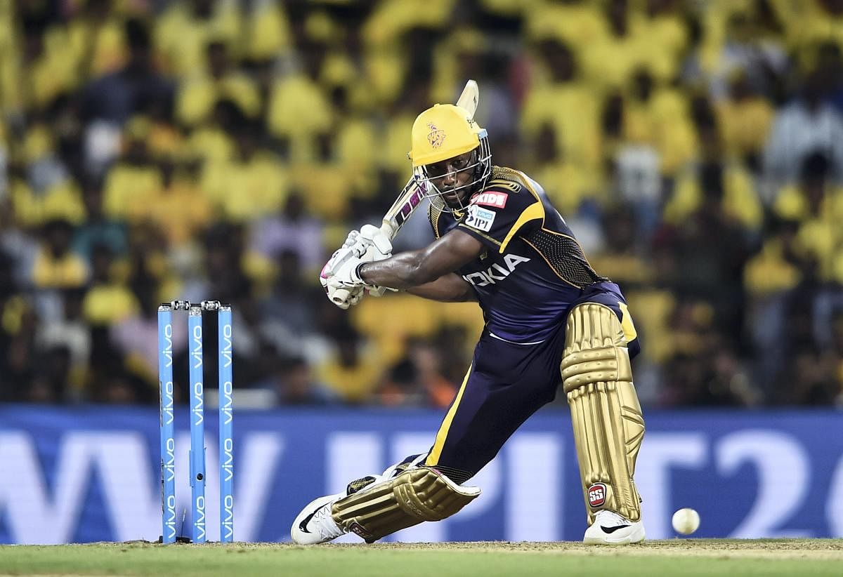 DANGEROUS Andre Russell's red-hot form will help Kolkata Knight Riders when they face Delhi Daredevils. PTI