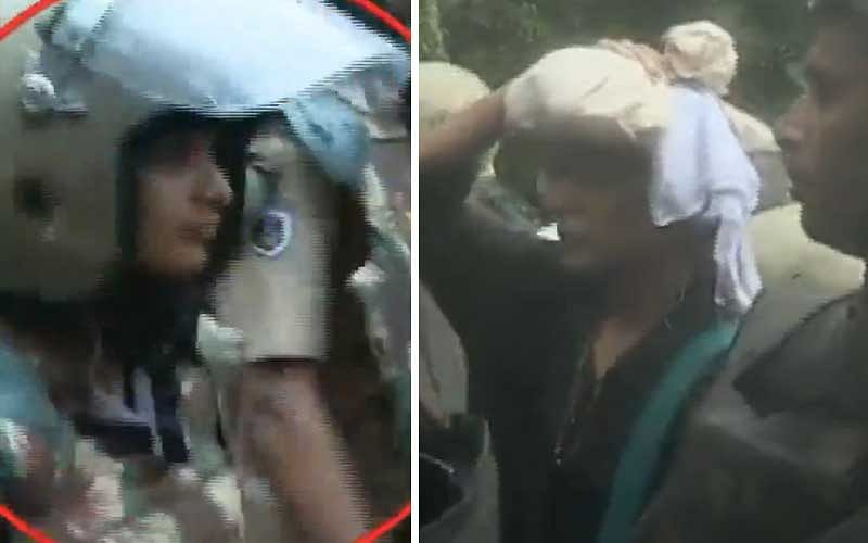Kavita, a journalist from Andhra Pradesh and Rehana Fathima climb the hill in Sabarimala with high police security. (Video grab/Mathrubhumi News)