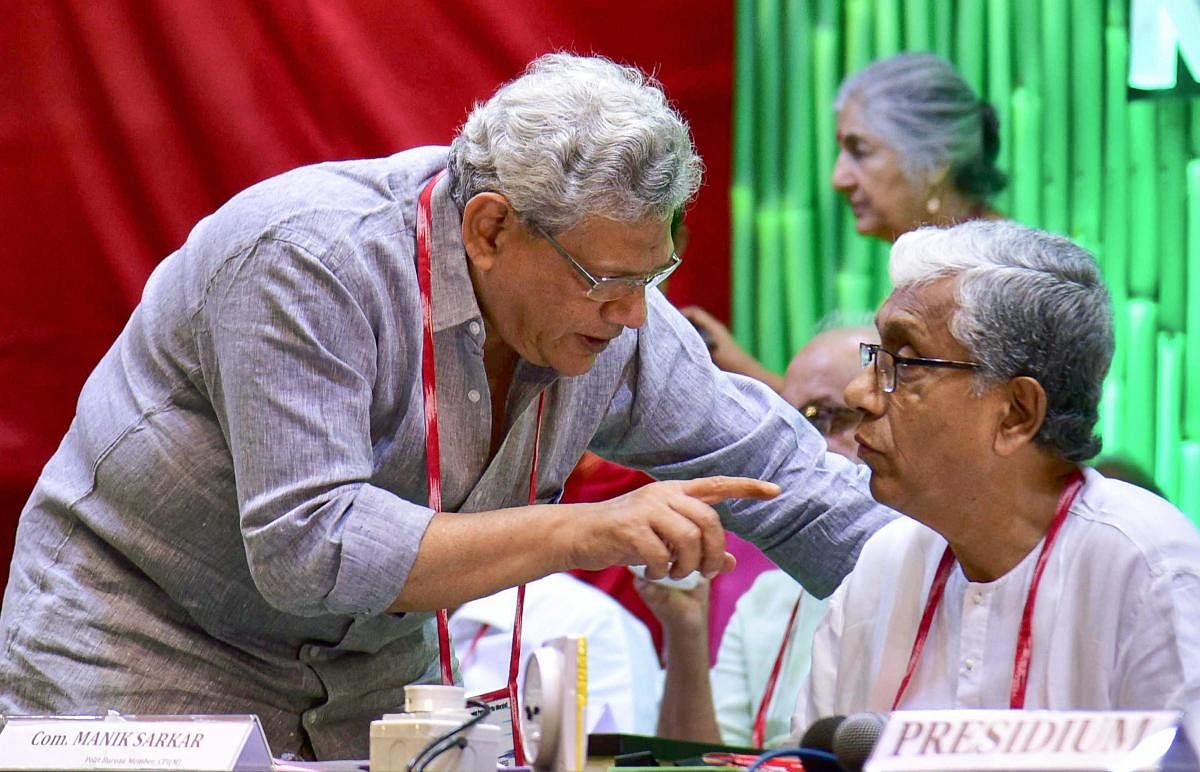 Communist Party of India CPI (M) General Secretary Sitaram Yechury with Tripura former Chief Minister Manik Sarkar. (PTI file photo)