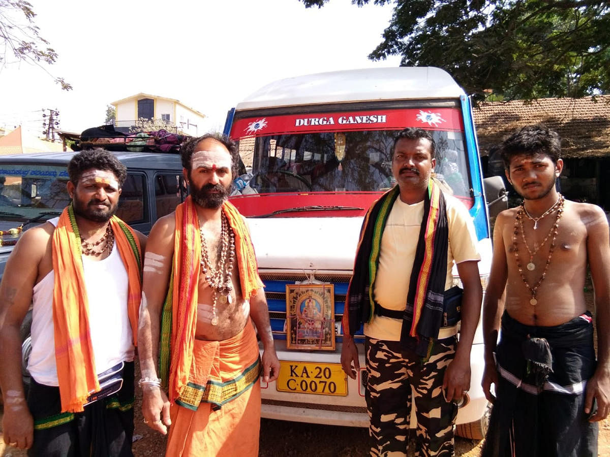 Muhammed Nawaz (2nd from right), with his fellow devotees, during the Sabarimala pilgrimage.
