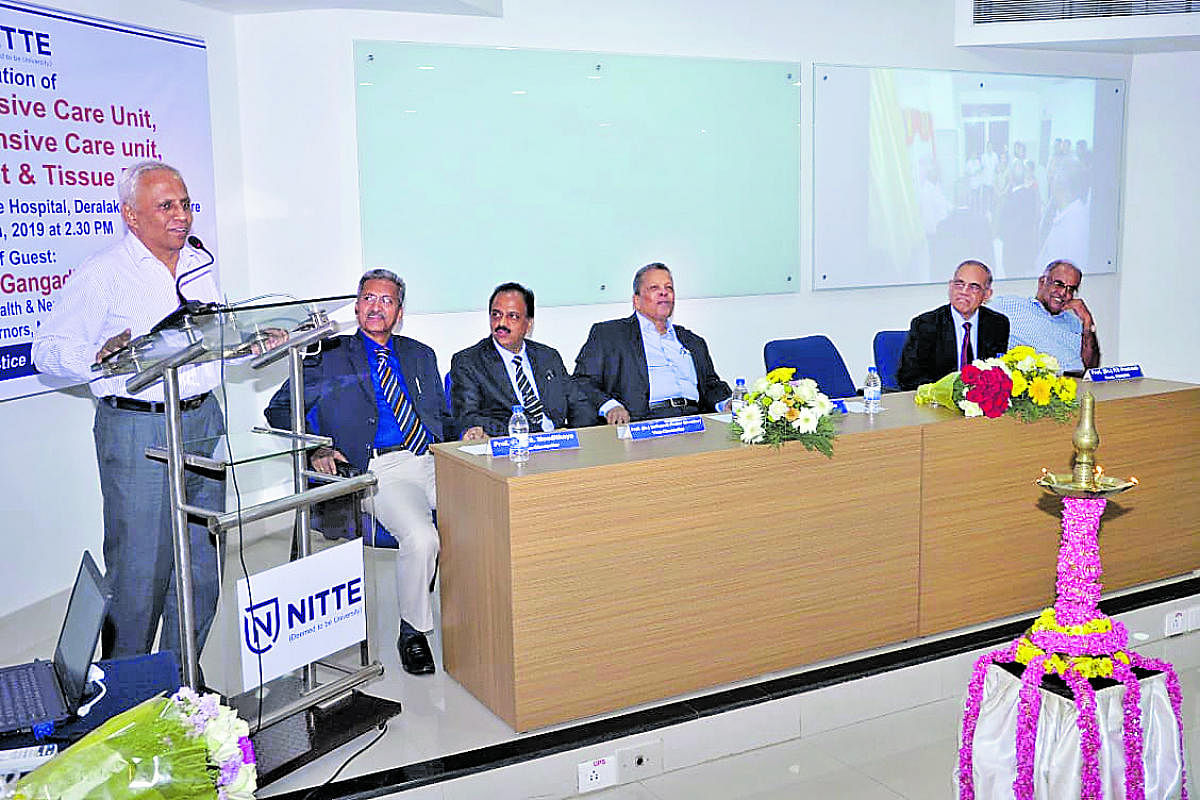 Nimhans Director Dr B N Gangadhar speaks after inaugurating new facilities at Justice K S Hegde Charitable Hospital in Deralakatte on Sunday.