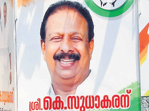 Sitting MP K Sudhakaran's poster. DH Photo