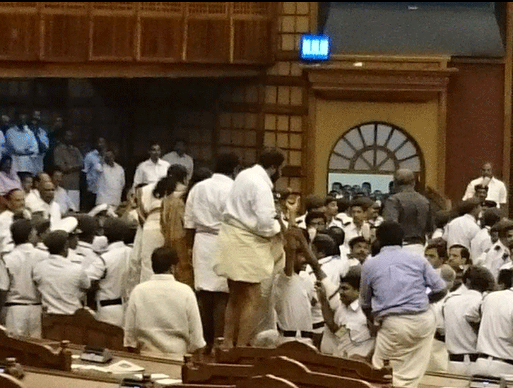 The fracas in Kerala assembly today found its echo in both Houses of Parliament, with Congress and Left members from the state indulging in a verbal spat and the Chair disallowing them from raising of the issue. Picture courtesy Twitter