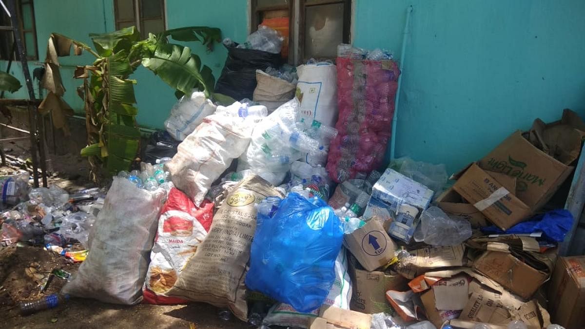 Waste dumped at a relief camp in Kerala.
