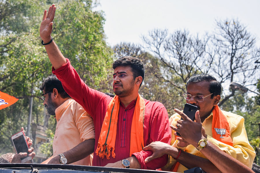 BJP's Bangalore South candidate Tejasvi Surya. DH Photo/ SK Dinesh