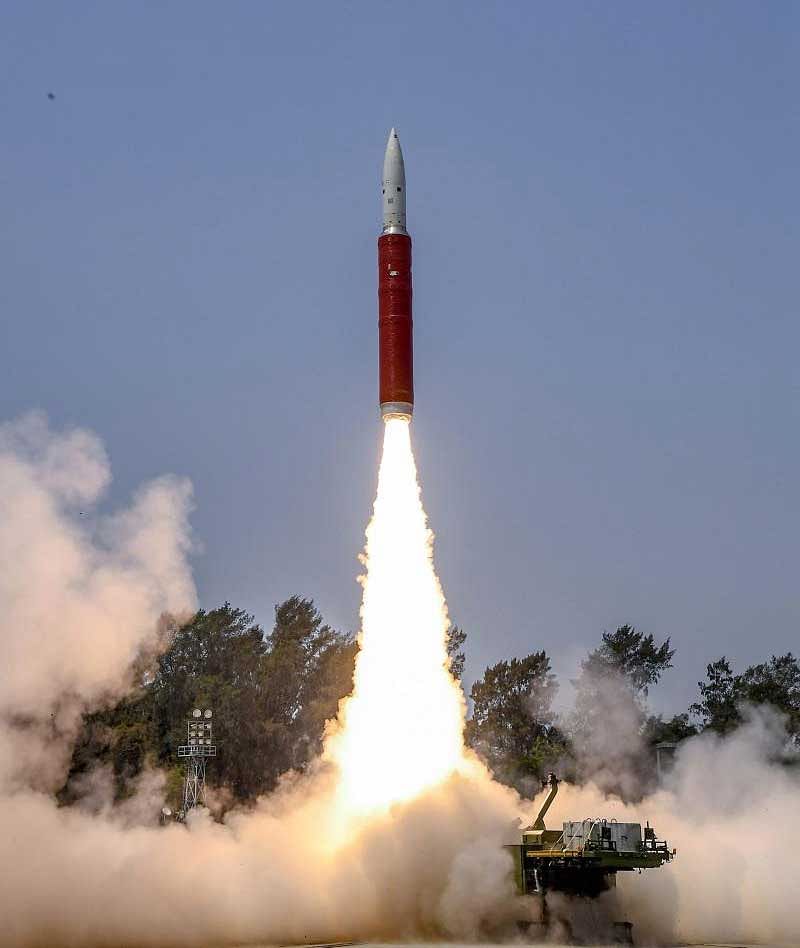 Ballistic Missile Defence (BMD) Interceptor missile being launched by Defence Research and Development Organisation (DRDO) in an Anti-Satellite (A-SAT) missile test ‘Mission Shakti’ engaging an Indian orbiting target satellite in Low Earth Orbit (LEO) in a ‘Hit to Kill’ mode from Abdul Kalam Island, Odisha, Wednesday, March 27, 2019. With this India joins a select group of four nations, which have such capability. (PTI Photo) 