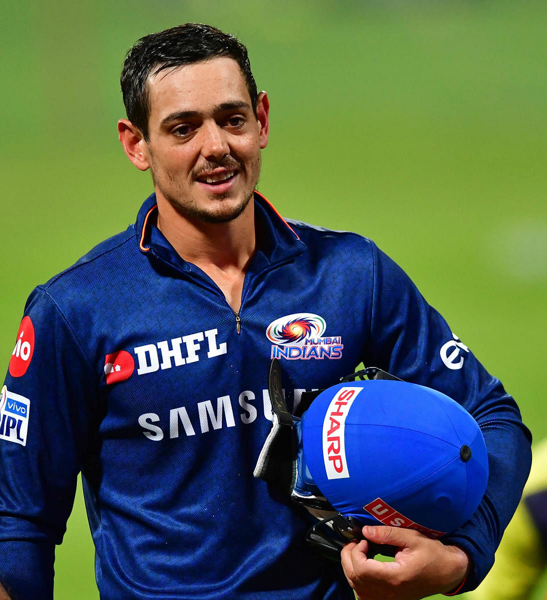 Mumbai Indians' wicketkeeper-batsman Quinton de Kock during a practice session on Wednesday. DH PHOTO