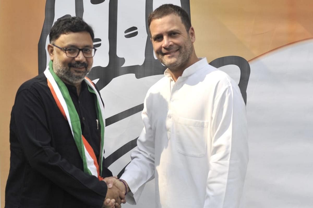 Veteran journalist and now a Congress candidate, Ruchir Garg, meets Congress president Rahul Gandhi.