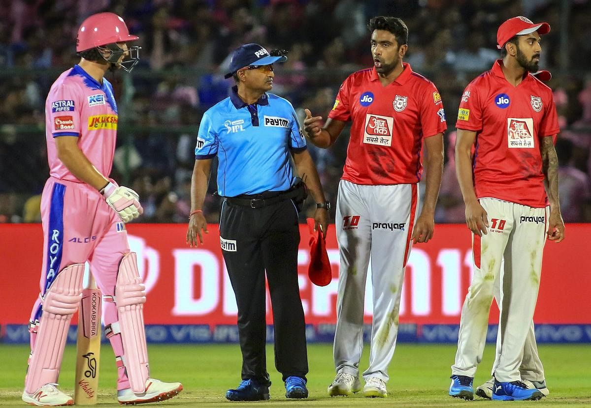 Batsman Jos Buttler is shocked after he is ‘Mankaded’ by Kings XI Punjab captain R Ashwin on Monday.