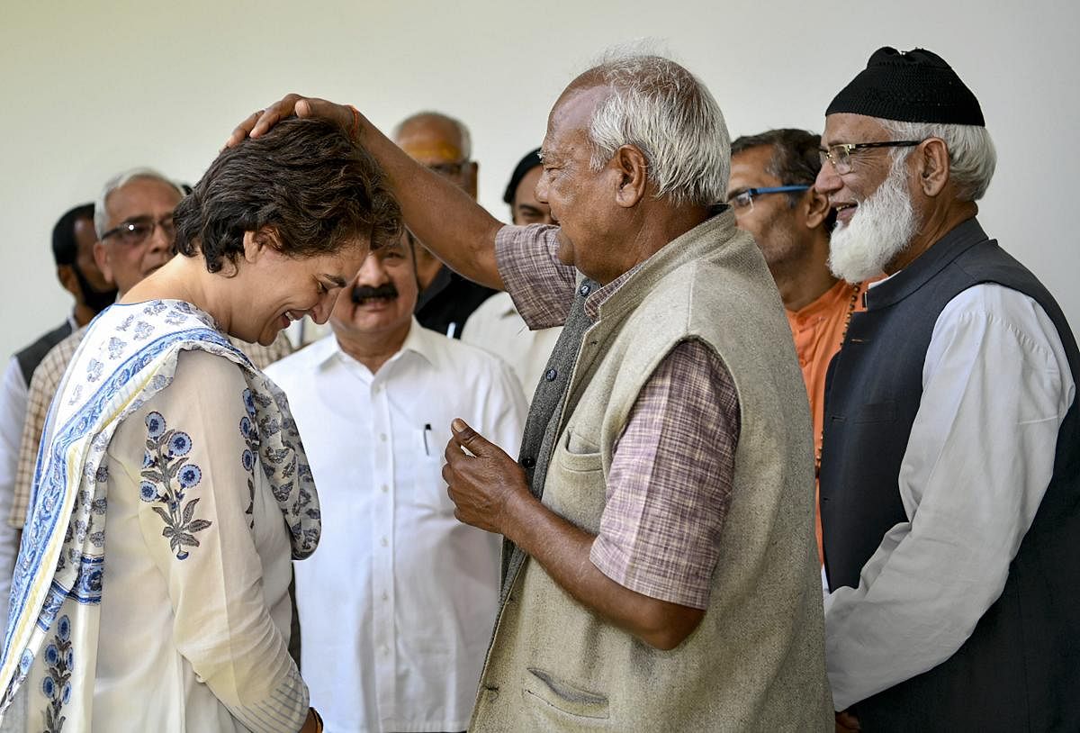Congress General Secretary Priyanka Gandhi Vadra meets various delegations and groups at a guest house, in Raebareli, Thursday, March 28, 2019. (PTI Photo) 