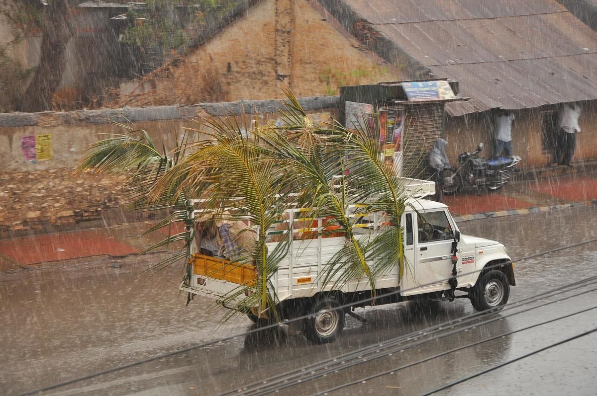Heavy rainfall lashed Gadag on Thursday evening bringing respite from the scorching heat. DH Photo
