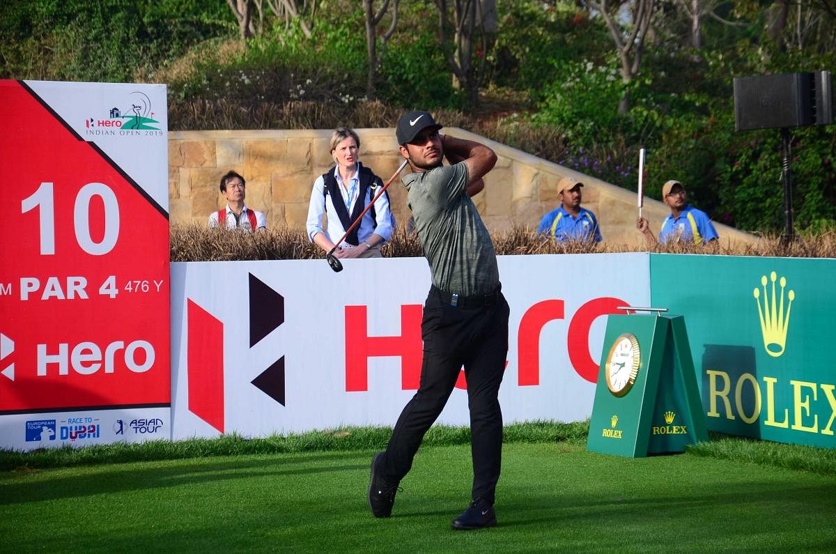 STEADY Shubhankar Sharma in action in the first round of the Indian Open golf tournament in New Delhi on Thursday.